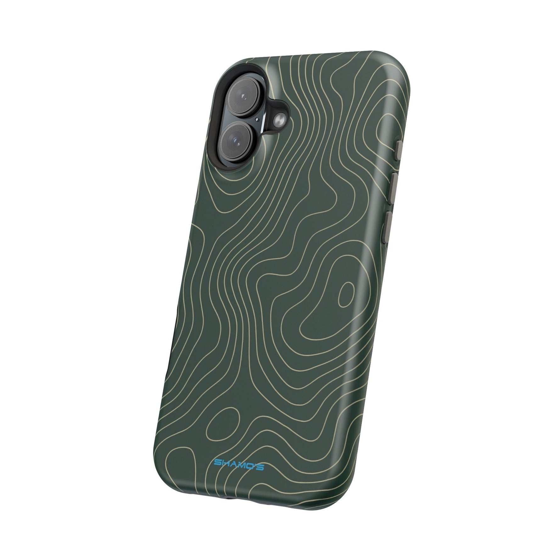 Topographic Green Magnetic Impact-Resistant iPhone Case | MagSafe compatible  Shamo's