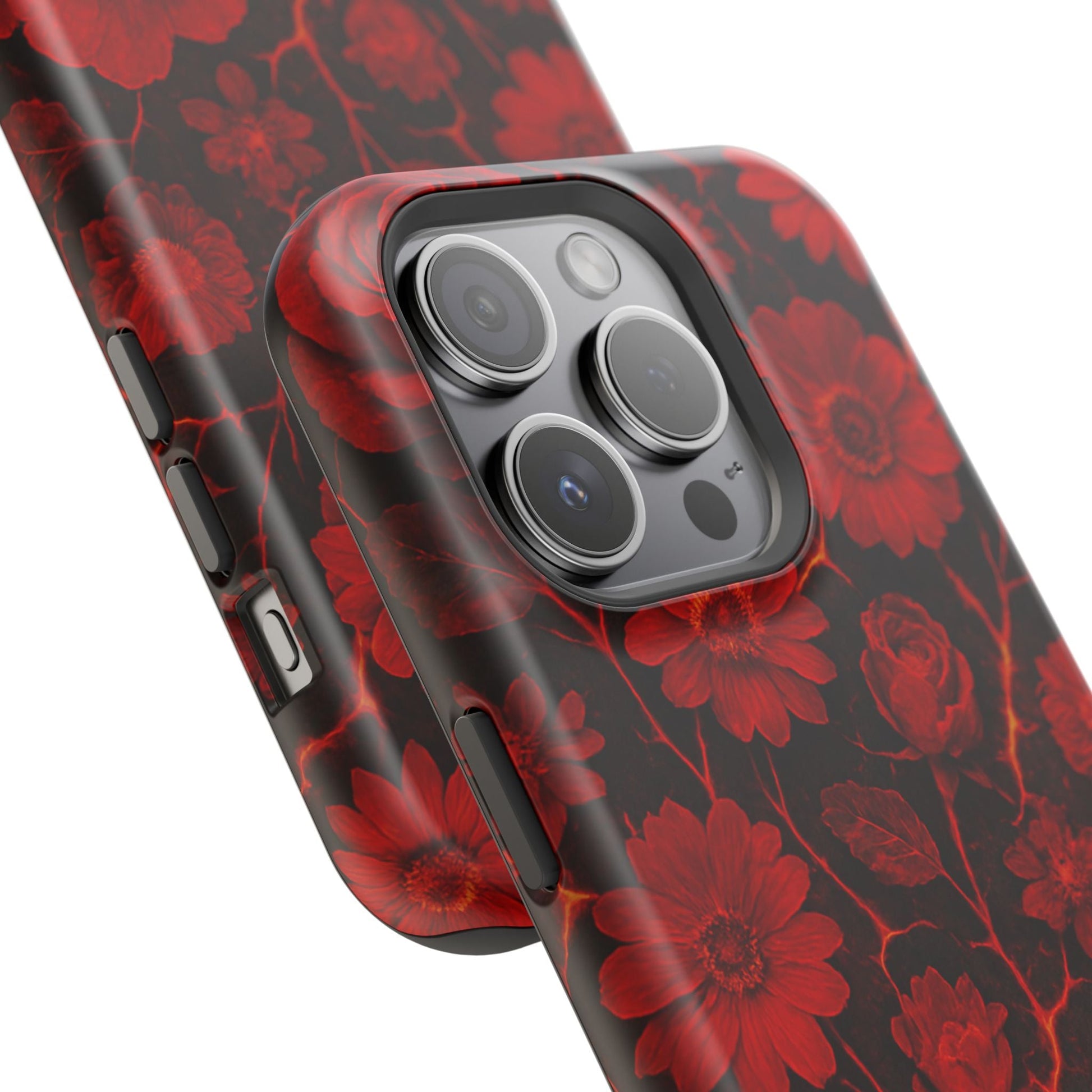 Melted Lava Dark Red Floral iPhone Case — MagSafe Compatible  Shamo's