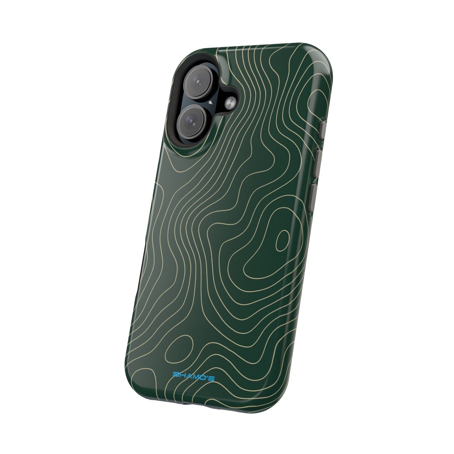 Topographic Green Magnetic Impact-Resistant iPhone Case | MagSafe compatible  Shamo's