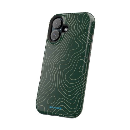 Topographic Green Magnetic Impact-Resistant iPhone Case | MagSafe compatible  Shamo's