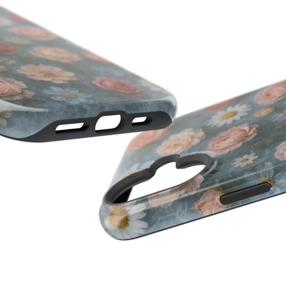 Frozen Floral Vintage Roses & Daisies iPhone Case with MagSafe compatibility  Shamo's