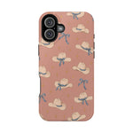 Ribbon Rodeo – Cowgirl Hat and Bow MagSafe Phone Case, Pink, glossy iPhone 16 Plus, rear view