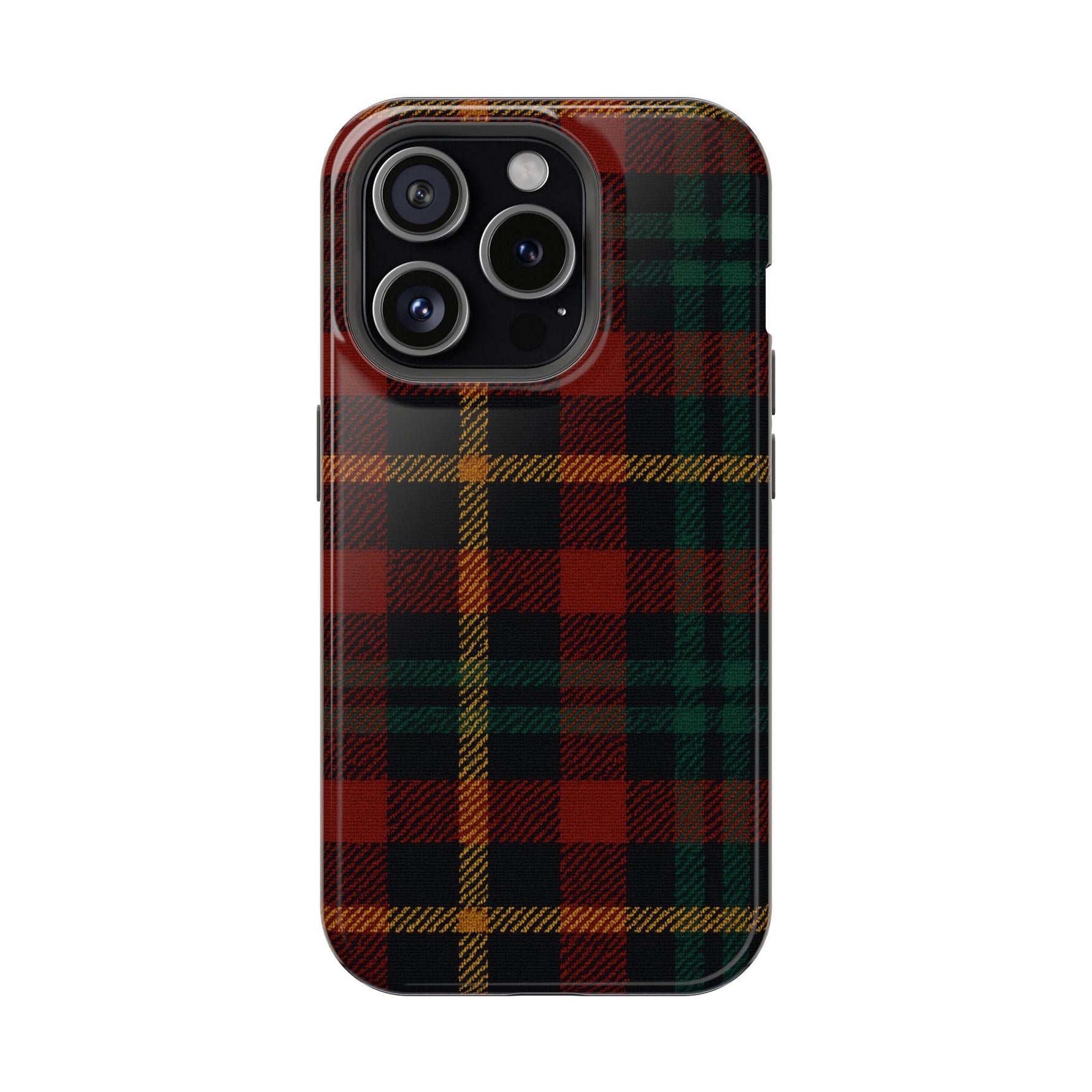 Plaid Impact-Resistant iPhone Case — Red Green Tartan Holiday Theme with MagSafe  Shamo's iPhone 15 Pro / Glossy