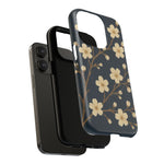 Navy Cherry Blossom Floral iPhone Case - Compatible with MagSafe - Shamo's