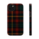 Funda para iPhone resistente a impactos con diseño de cuadros escoceses rojos y verdes con MagSafe