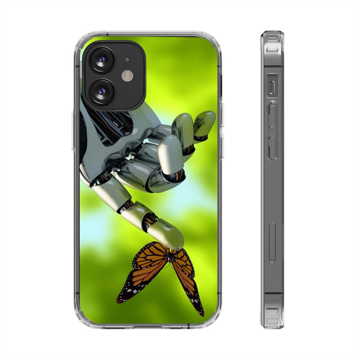 Clear Phone Cases with Robotic hand and Butterfly theme