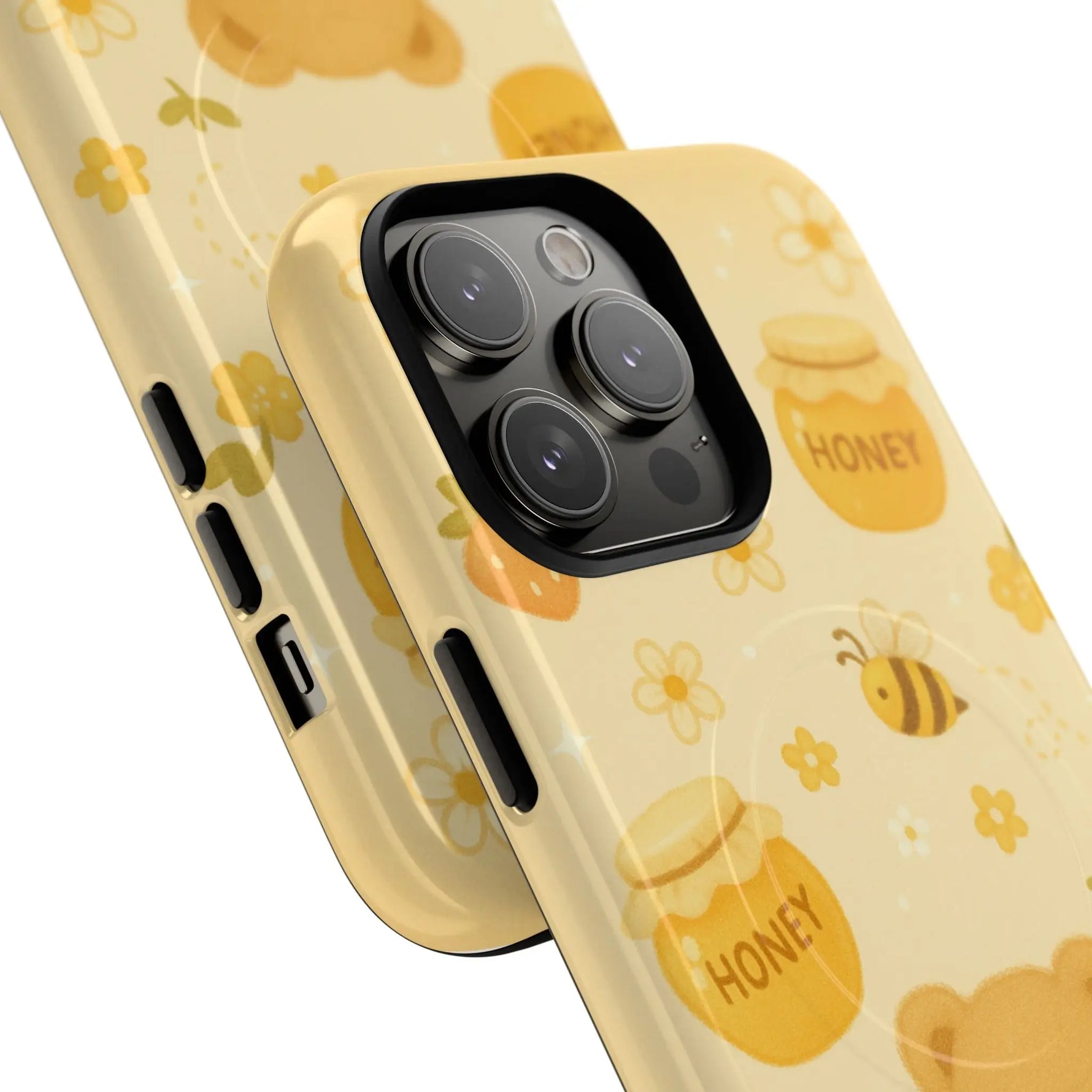 Cute Honey Teddy Bear iPhone Case — Yellow Bee & Honey Pot Design with MagSafe  Shamo's