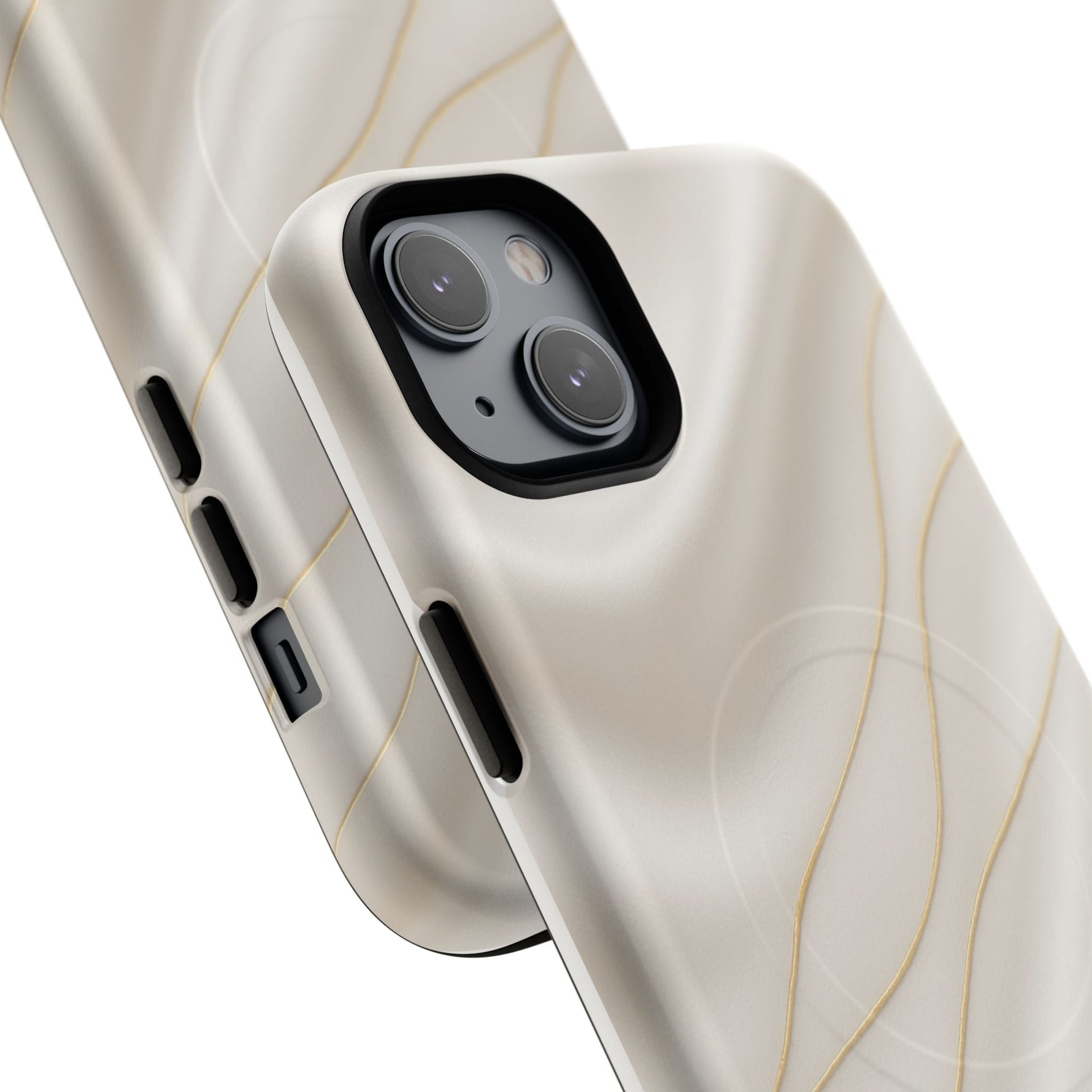 White Silk Gold Luxury iPhone Case with MagSafe  Shamo's