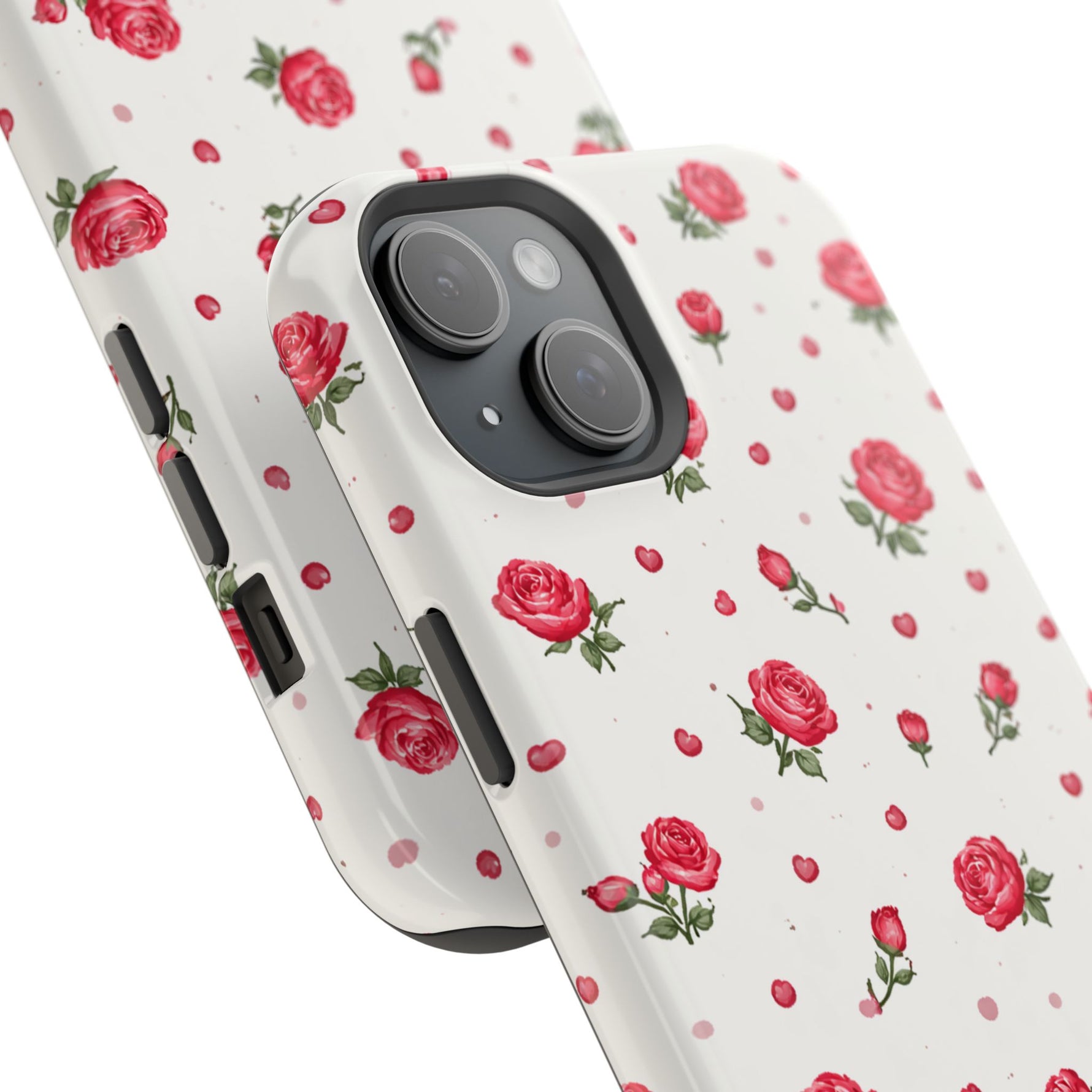 Rose Pattern Impact-Resistant iPhone Case | MagSafe