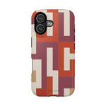 Retro Geometric Magnetic MagSafe Compatible Impact Phone Case — Bold Red & Terracotta Pattern