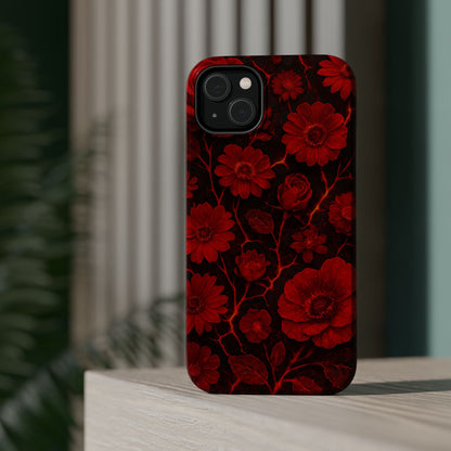 Melted Lava Dark Red Floral iPhone Case — MagSafe Compatible  Shamo's