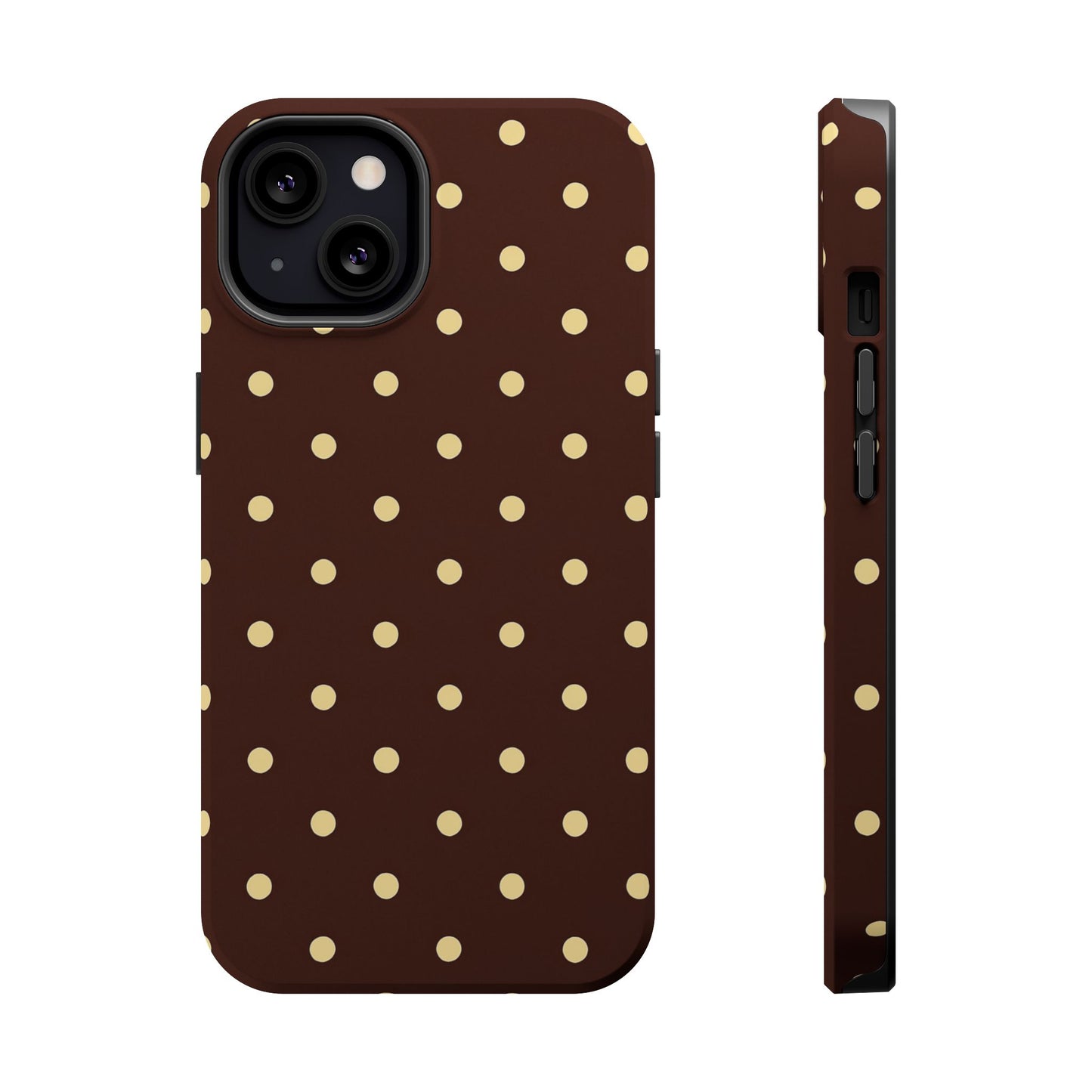 Polka Dot iPhone Case — Brown & Cream Protective Cover with MagSafe compatibility