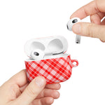 Red Plaid AirPod Case – Festive Check Pattern Protective Cover