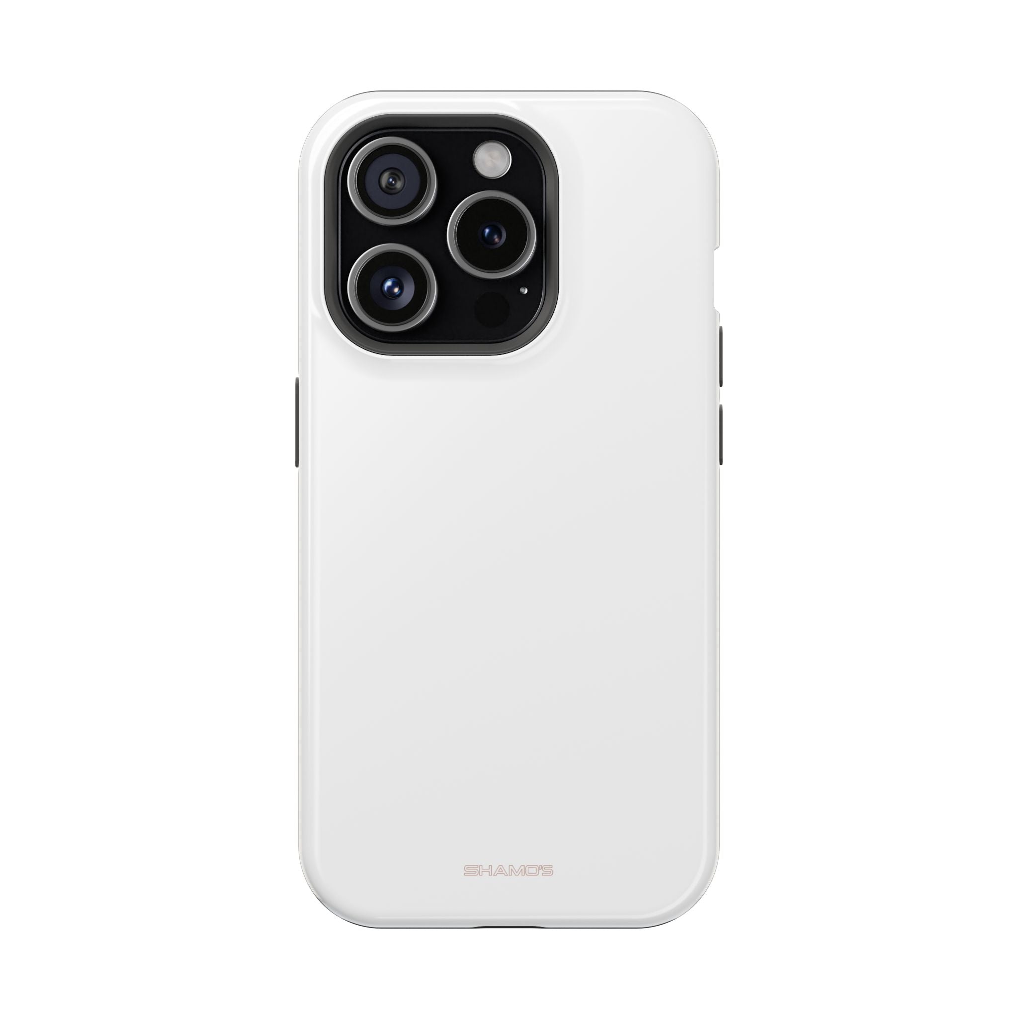 Back view of a plain white phone case