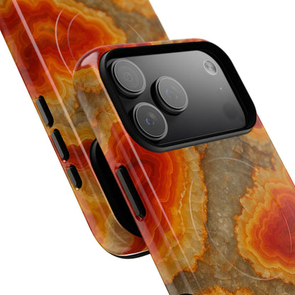 Agate Glow Marble iPhone Case Orange Geode Stone Design with MagSafe - Shamo's