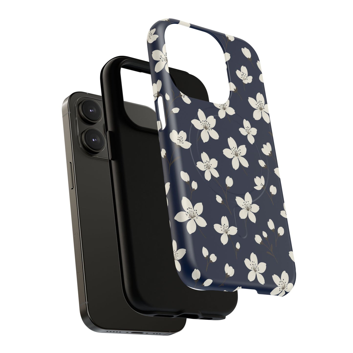 Navy Blossom Floral iPhone Case | MagSafe