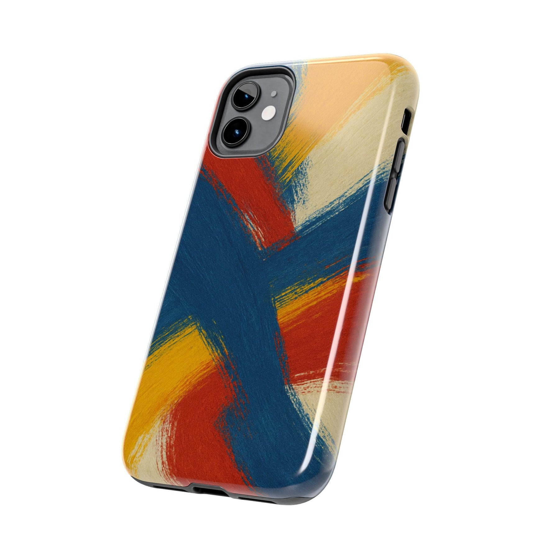 Abstract Brushstroke Tough Phone Case — Colorful Red, Blue & Yellow Protective Cover  Shamo's