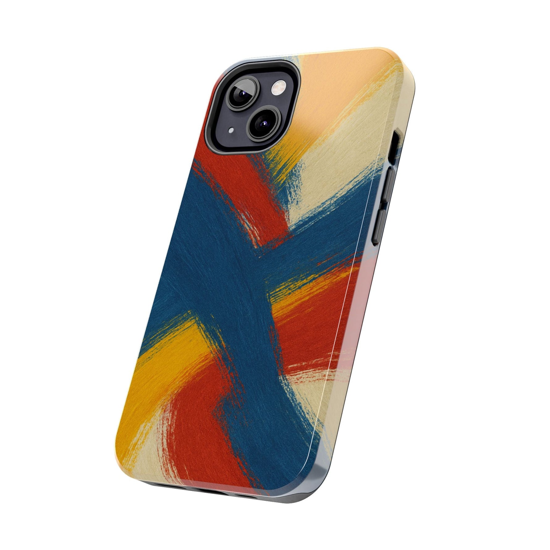 Abstract Brushstroke Tough Phone Case — Colorful Red, Blue & Yellow Protective Cover  Shamo's