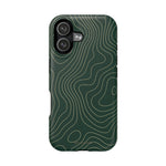 Topographic Green Magnetic Impact-Resistant iPhone Case | MagSafe compatible