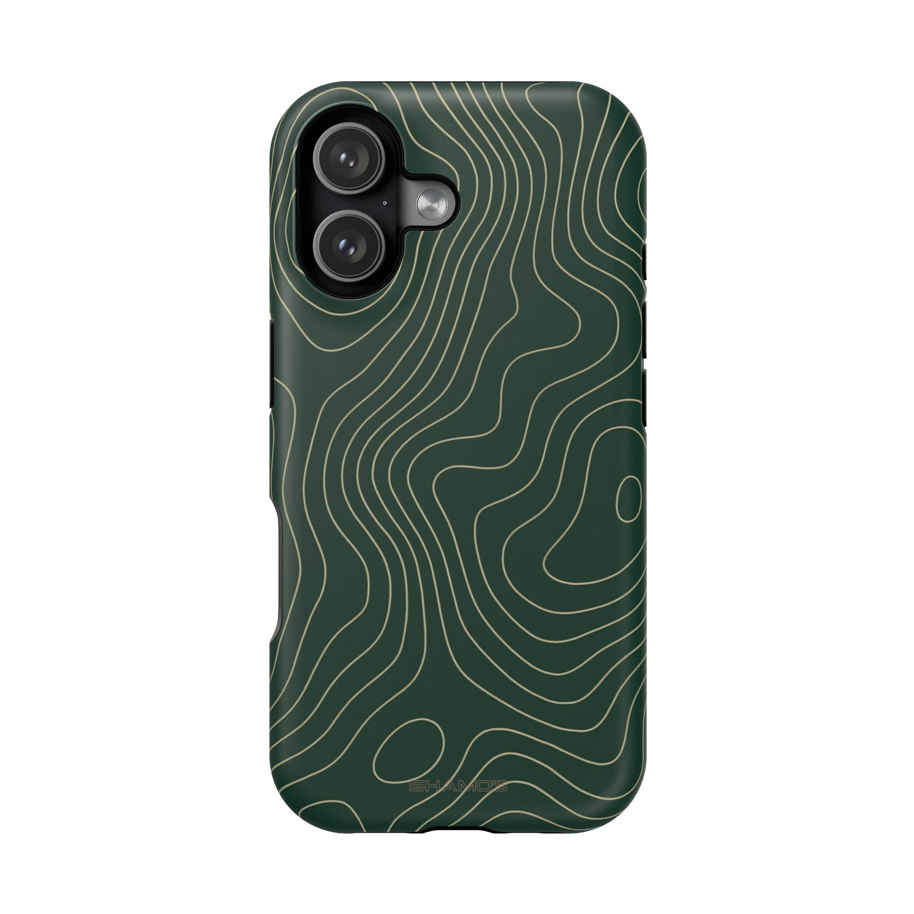 Topographic Green Magnetic Impact-Resistant iPhone Case | MagSafe compatible
