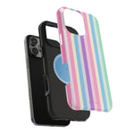 Pastel Stripe MagSafe Compatible Magnetic Impact-Resistant Phone Case - iPhone 17 / Glossy - Shamo's