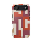 Retro Geometric Magnetic MagSafe Compatible Impact Phone Case — Bold Red & Terracotta Pattern