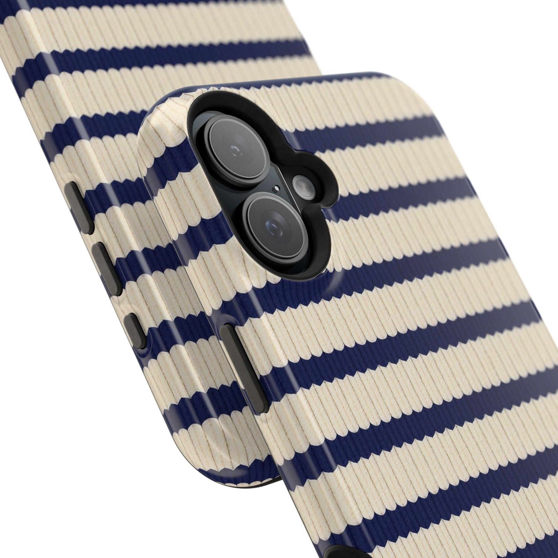 Navy & Cream Ribbed Holiday Sweater Design iPhone Case with MagSafe compatibility  Shamo's