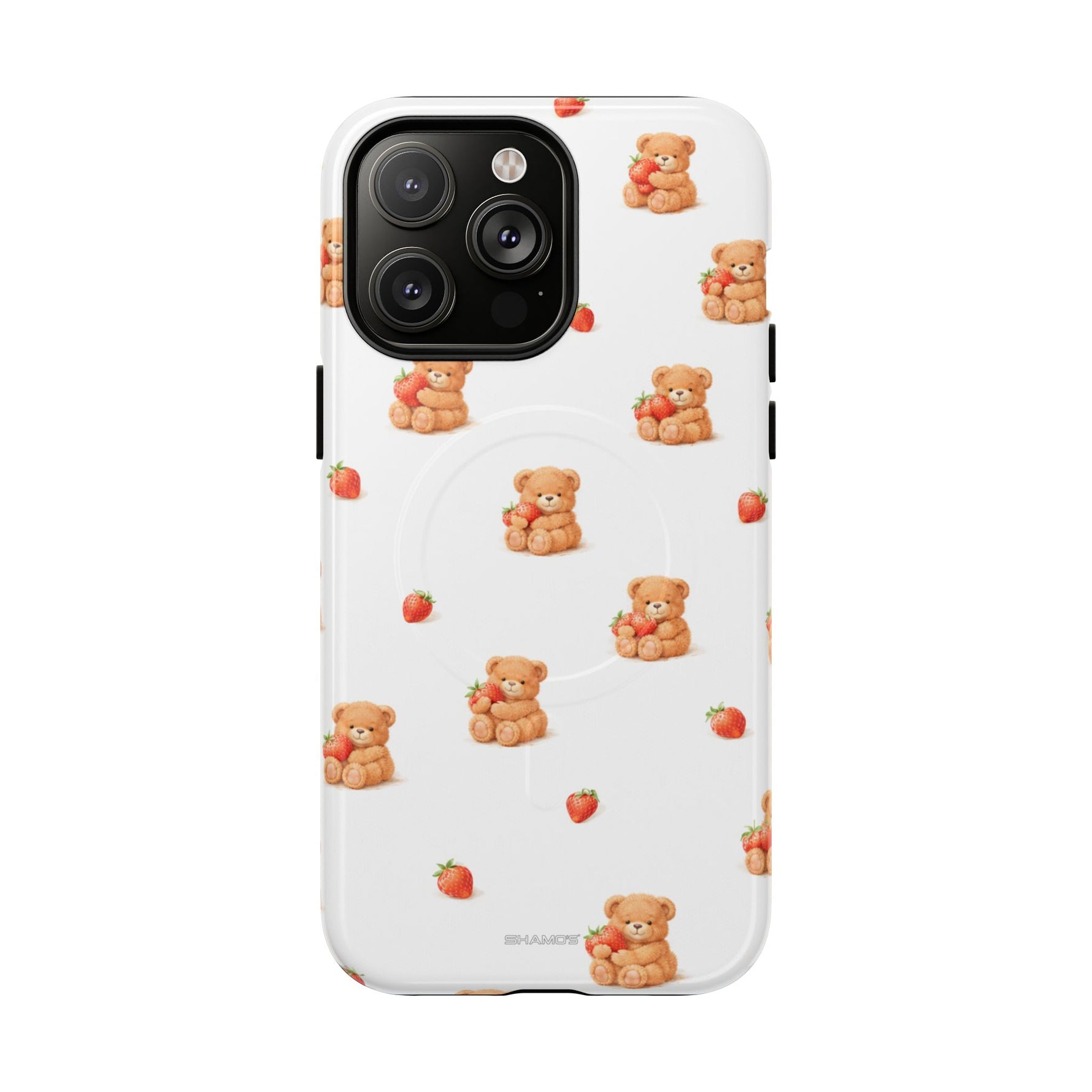 Strawberry Teddy iPhone Case with MagSafe