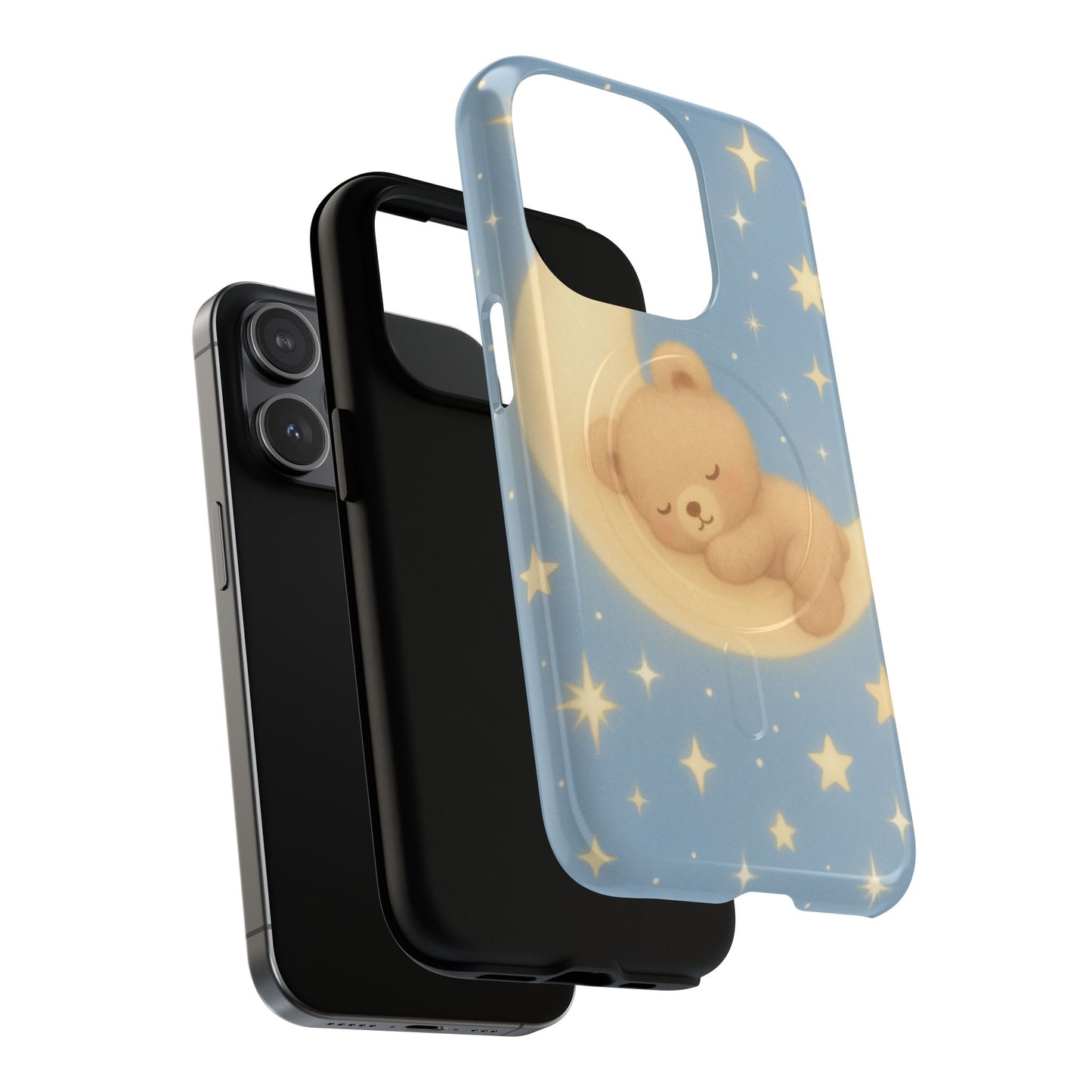 Sleepy Teddy Bear & Stars iPhone Case with MagSafe