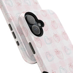 Strawberry Hearts MagSafe Compatible Phone Case | 'Paint it your way' Pink Plaid Impact-Resistant