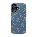 Lasso Hearts – Blue Western Heart MagSafe Phone Case, glossy iPhone 16, rear view
