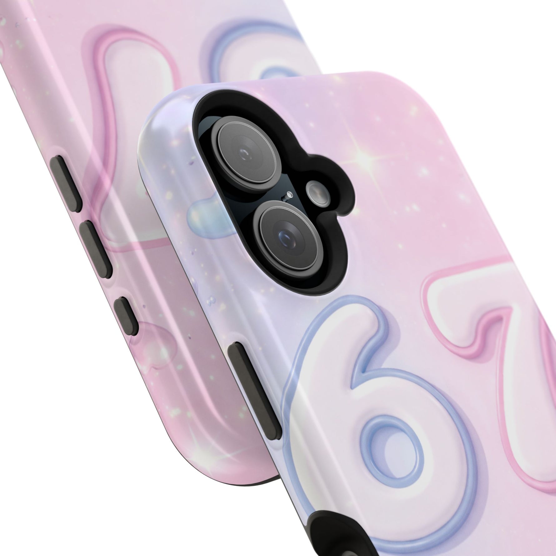 6 7 Viral TikTok Trend Pastel Aesthetic Magnetic Impact-Resistant iPhone Case, Personalizable Text and MagSafe Compatible