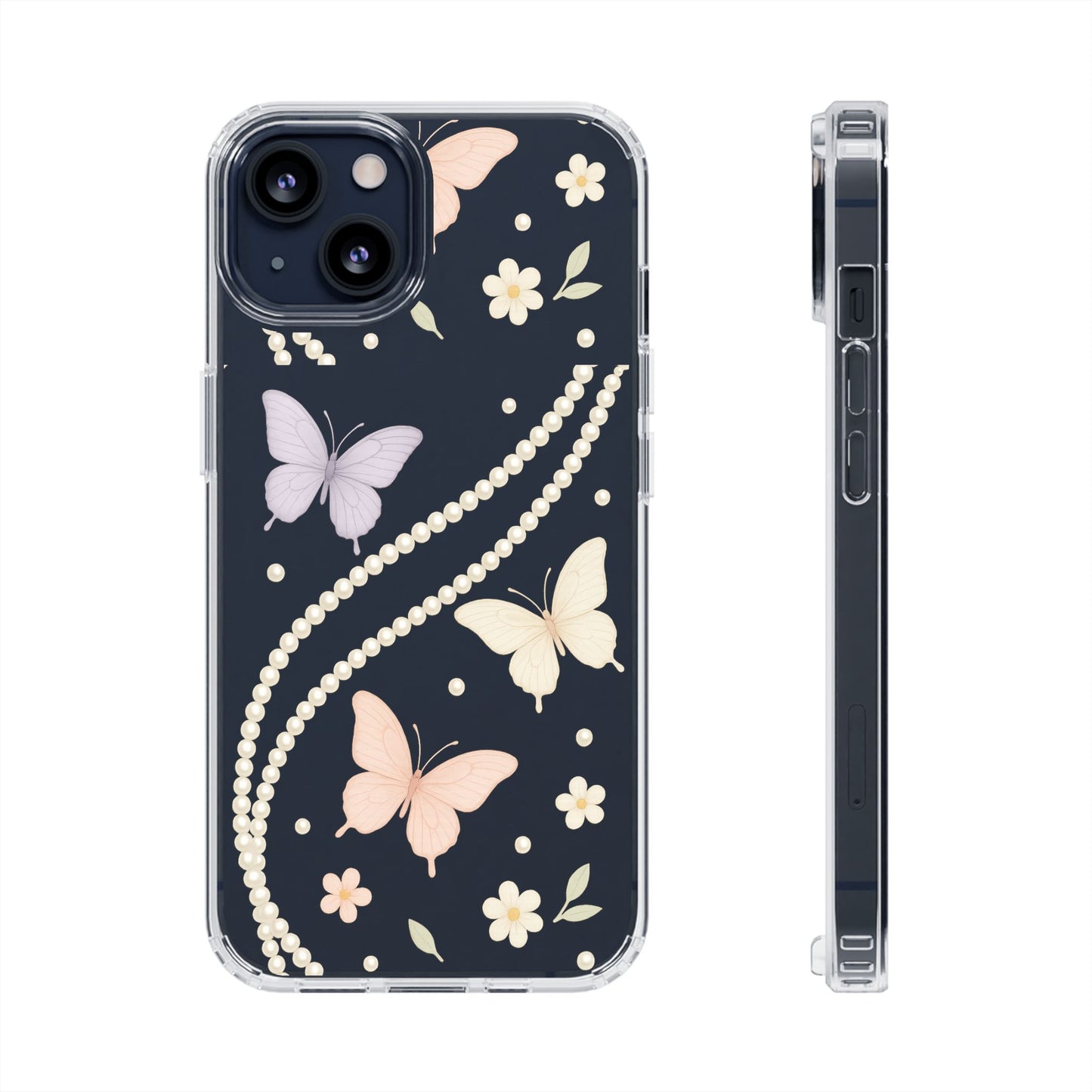 Butterfly Pearl Impact-Resistant Clear iPhone Case - Shamo's