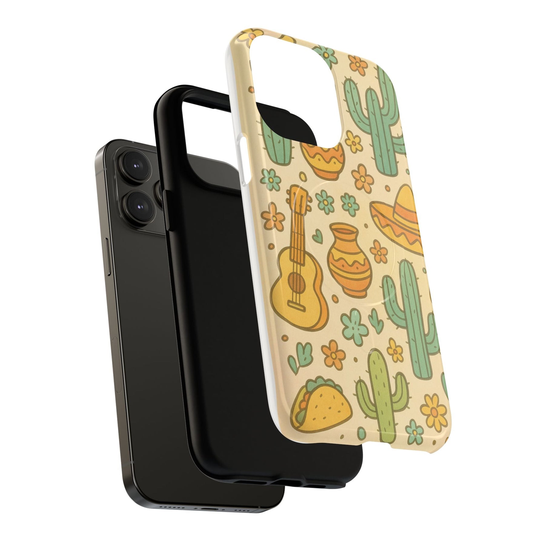 Mexico Hand-Drawn Cactus Pattern iPhone Case – Cute Desert Guitar & Sombrero Design | with MagSafe  Shamo's
