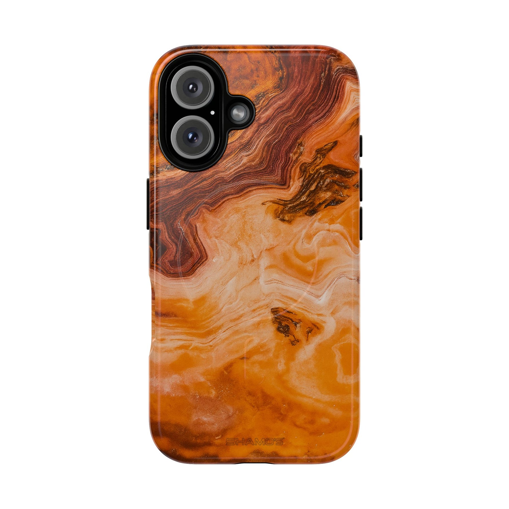 iPhone-Hülle aus bernsteinfarbenem Achatmarmor – kompatibel mit MagSafe