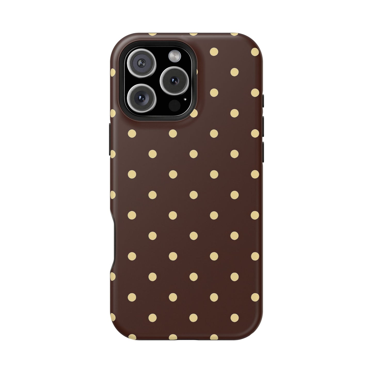 Polka Dot iPhone Case — Brown & Cream Protective Cover with MagSafe compatibility