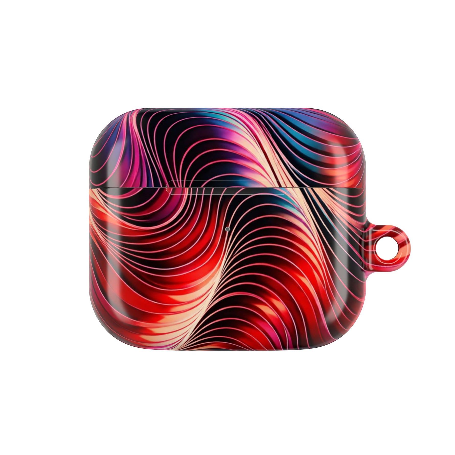 AirPods Case,  Red & Pink Abstract Wave Pattern Protective Cover