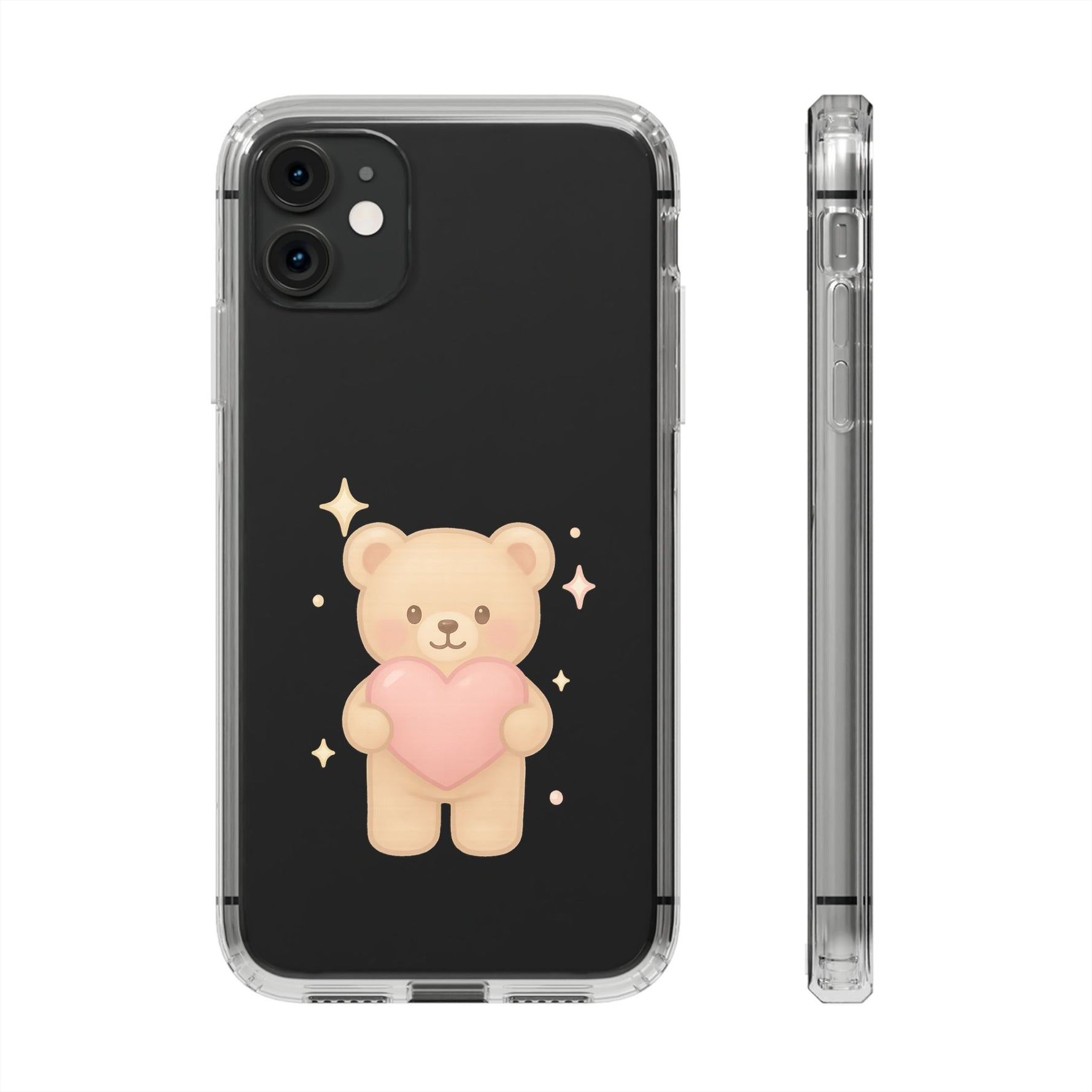 Romantic Teddy Bear Impact-Resistant iPhone Case with Heart Design - Shamo's