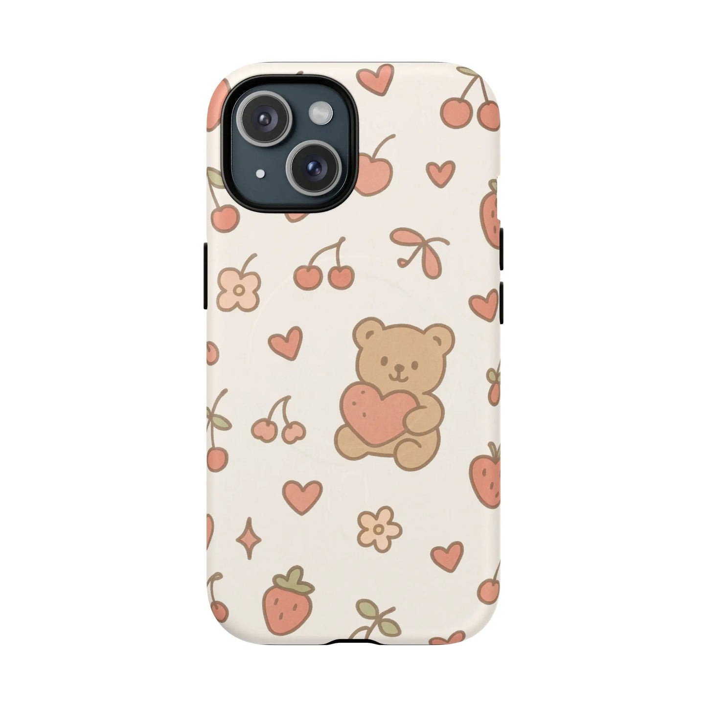 Teddy Berry Cozy Strawberry Pattern iPhone Case with MagSafe - Shamo's