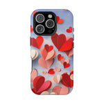 3D Paper Hearts Valentine Love iPhone Case with MagSafe Compatibility, Personalizable - iPhone 16 Pro / Matte - Shamo's
