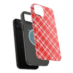Red Plaid Magnetic Impact-Resistant iPhone Case | MagSafe