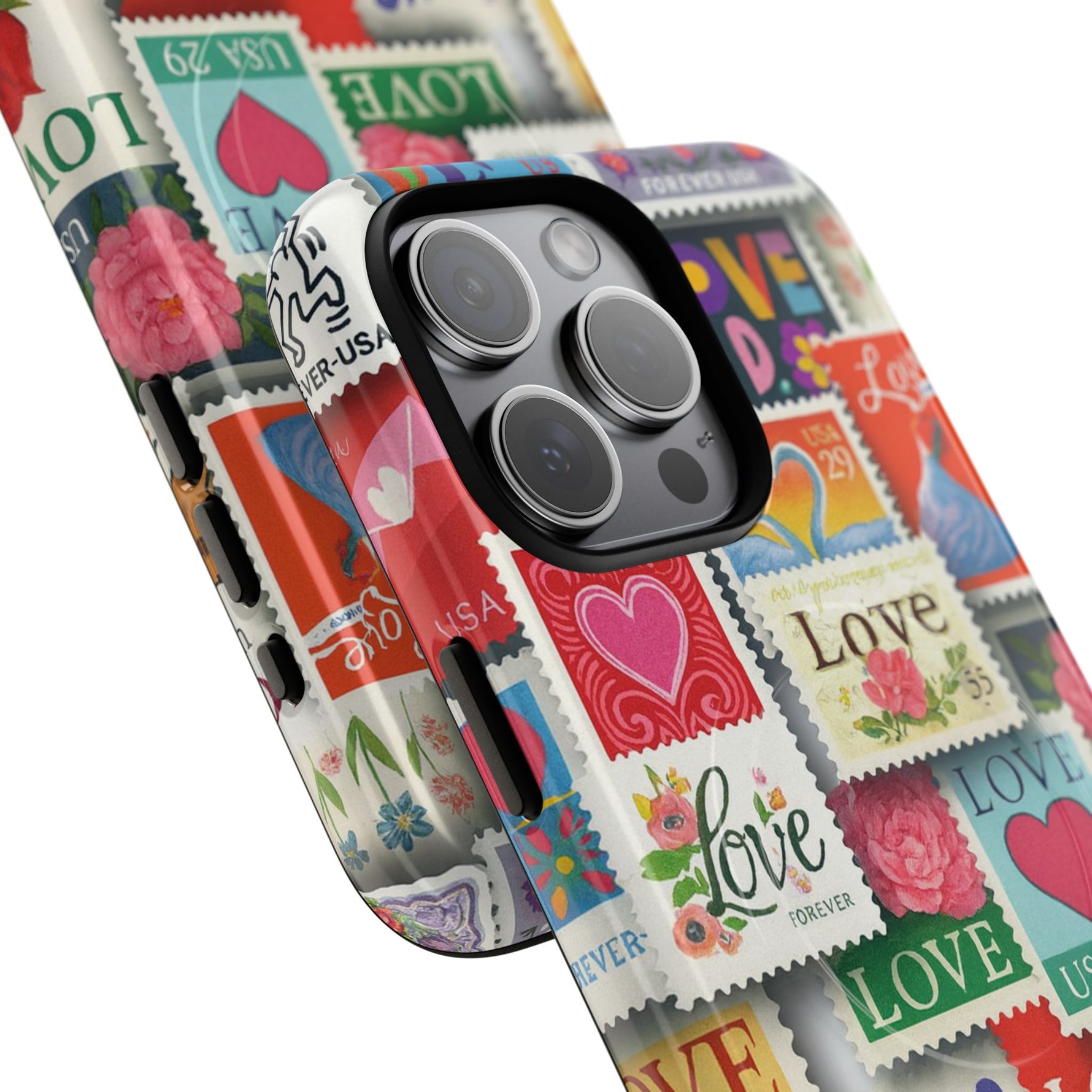 Vintage Romantic Love Stamp iPhone Case | Tough Protection + MagSafe