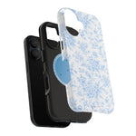 Preppy Look Blue Floral Impact-Resistant Phone Case and MagSafe Compatible
