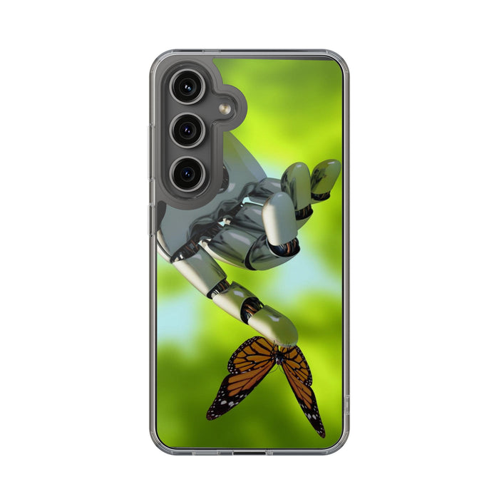 Clear Phone Cases with Robotic hand and Butterfly theme