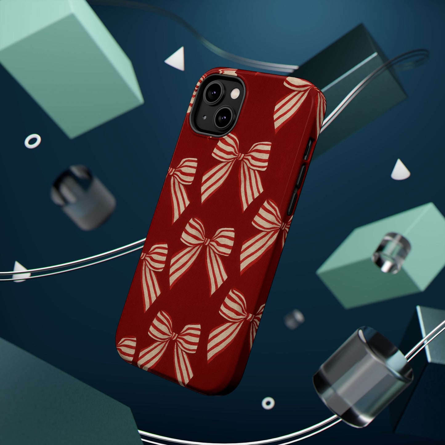 Holiday Red Bow iPhone Case — Impact‑Resistant iPhone Cover with MagSafe compatibility