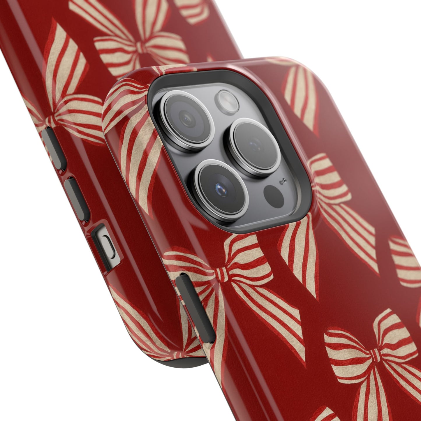 Holiday Red Bow iPhone Case — Impact‑Resistant iPhone Cover with MagSafe compatibility