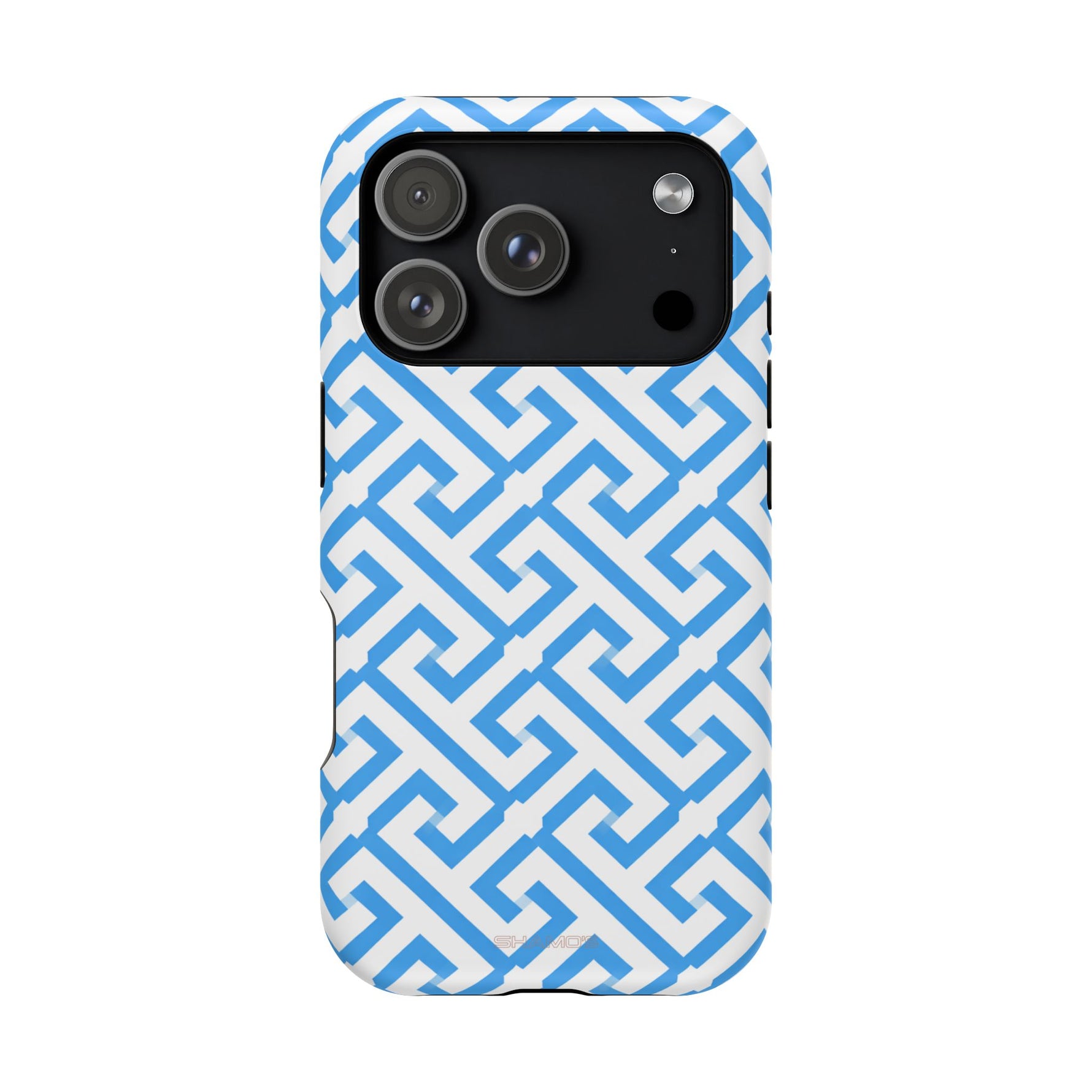 Preppy Blue Geometric MagSafe Compatible Impact Phone Case