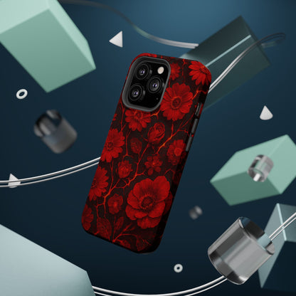 Melted Lava Dark Red Floral iPhone Case — MagSafe Compatible  Shamo's