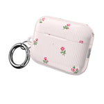 AirPod Case - Pink Striped Floral Rose Protective Cover