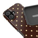 Polka Dot iPhone Case — Brown & Cream MagSafe Protective Cover